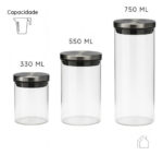 Potes Hermético Vidro Tampa Inox Kit 3 Unidades Mantimentos - Imagem 4