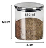 Pote Hermético Vidro 550ml Tampa Metal Mantém Alimentos - Imagem 3