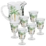 CJ JARRA COM 6 TACAS PALM HAND PAINTING 1,3L/240ML CRISTAL ECOLOGICO - Imagem 4