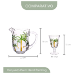 CJ JARRA COM 6 TACAS PALM HAND PAINTING 1,3L/240ML CRISTAL ECOLOGICO - Imagem 2